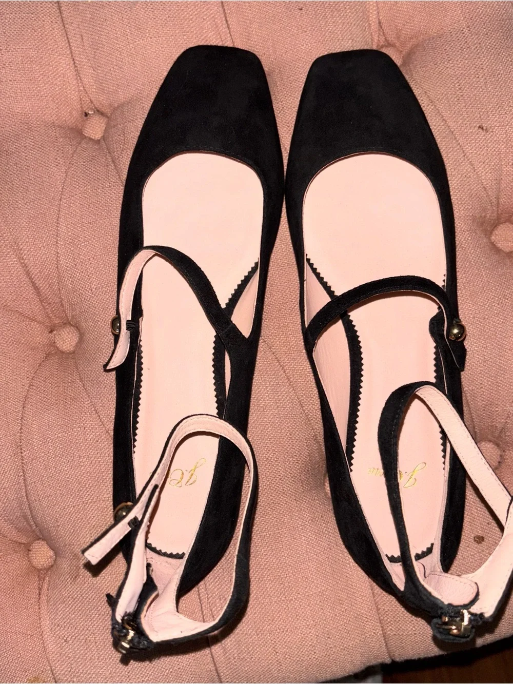 J. Crew Black Mary Jane Flats with Pink Lining